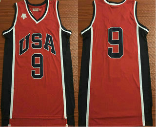 1984 Olympics Team USA #9 Michael Jordan Red AU Throwback Jersey