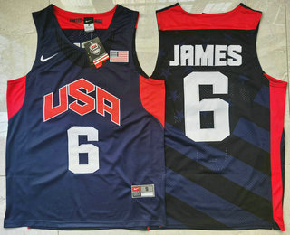 2012 Olympics Team USA #6 LeBron James Revolution 30 Swingman Blue Jersey
