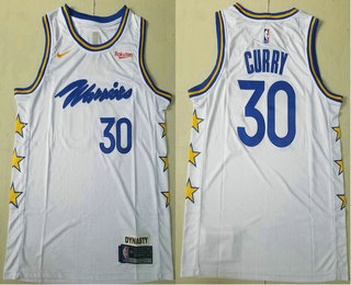 Men's Golden State Warriors #30 Stephen Curry White 2022 Swingman Stitched Jersey With Sponsor