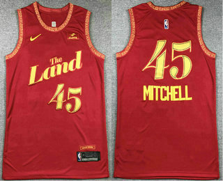 Men's Cleveland Cavaliers #45 Donovan Mitchell Red 2023 City Icon Sponsor Swingman Jersey