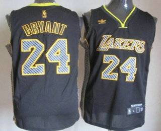 Los Angeles Lakers #24 Kobe Bryant Black Electricity Fashion Jersey