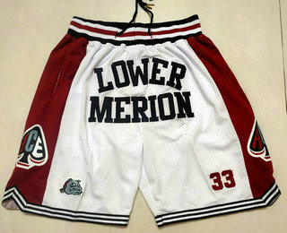 Lower Merion Aces #33 Kobe Bryant White Just Don With Pocket High School Mesh Shorts