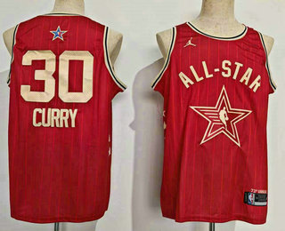 Men's 2024 All Star Golden State Warriors #30 Stephen Curry Crimson Stitched Basketball Jersey