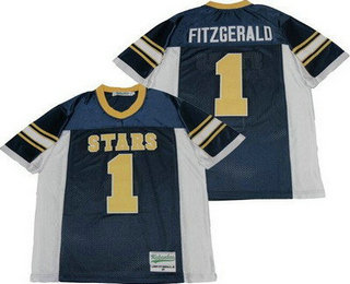 Men's Academy of Holy Angels Hight School Stars #1 Larry Fitzgerald Navy Football Jersey