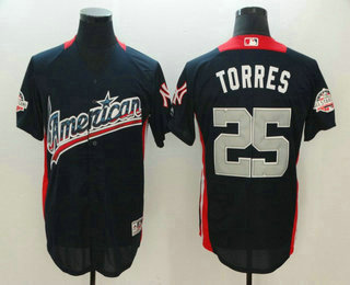 Men's American League New York Yankees #25 Gleyber Torres Navy Blue 2018 MLB All-Star Game Home Run Derby Player Jersey