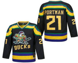 Men's Anaheim Ducks #21 Dean Portman Black Movie Hockey Jersey