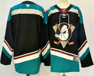 Men's Anaheim Ducks Blank Black Teal 2024 Stitched Jersey
