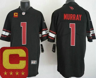 Men's Arizona Cardinals #1 Kyler Murray Limited Black C Patch Vapor Jersey