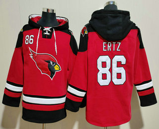 Men's Arizona Cardinals #86 Zach Ertz Red Ageless Must Have Lace Up Pullover Hoodie
