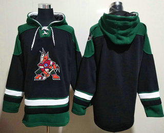 Men's Arizona Coyotes Blank Black Ageless Must Have Lace Up Pullover Hoodie
