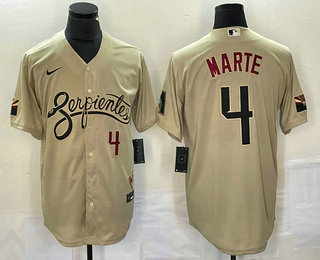 Men's Arizona Diamondback #4 Ketel Marte Number Gold 2021 City Connect Stitched MLB Cool Base Nike Jersey