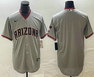 Men's Arizona Diamondback Blank Grey With Patch Stitched MLB Cool Base Jersey