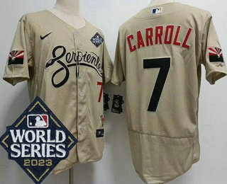 Men's Arizona Diamondbacks #7 Corbin Carroll Cream City 2023 World Series Authentic Jersey