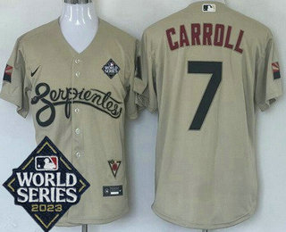 Men's Arizona Diamondbacks #7 Corbin Carroll Cream City 2023 World Series Cool Base Jersey