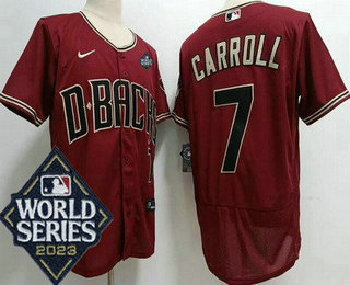Men's Arizona Diamondbacks #7 Corbin Carroll Red 2023 World Series Authentic Jersey