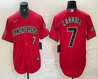 Men's Arizona Diamondbacks #7 Corbin Carroll Red 2024 Cool Base Stitched Baseball Jersey