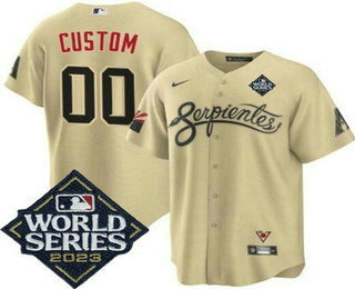 Men's Arizona Diamondbacks Customized Cream City 2023 World Series Cool Base Jersey