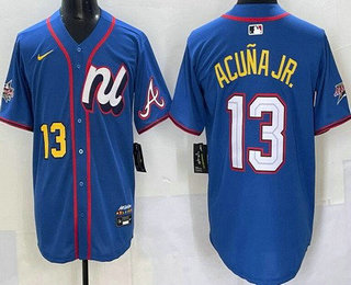 Men's Atlanta Braves #13 Ronald Acuna Jr Blue 2025 All Star Limited Jersey