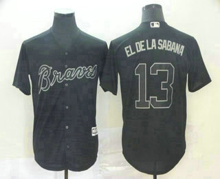 Men's Atlanta Braves #13 Ronald Acuna Jr El De La Sabana Black 2019 Players' Weekend Stitched Nickname Jersey