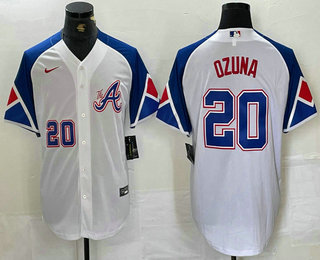 Men's Atlanta Braves #20 Marcell Ozuna Number White 2023 City Connect Flex Base Stitched Jersey