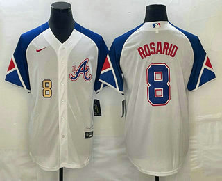 Men's Atlanta Braves #8 Eddie Rosario Number White 2023 City Connect Cool Base Stitched Jersey 12