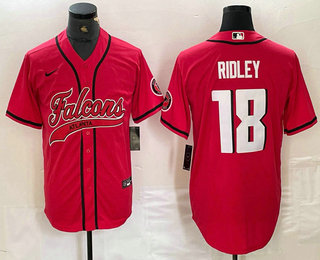 Men's Atlanta Falcons #18 Calvin Ridley Red Cool Base Stitched Baseball Jersey