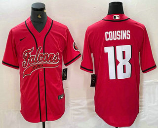 Men's Atlanta Falcons #18 Kirk Cousins Red Cool Base Stitched Baseball Jersey