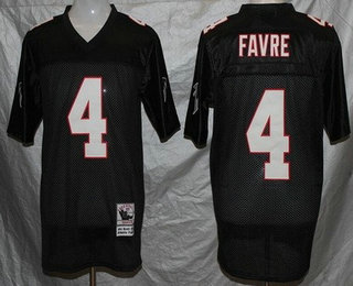 Men's Atlanta Falcons #4 Brett Favre Black Throwback Jersey