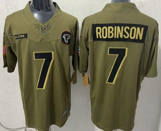 Men's Atlanta Falcons #7 Bijan Robinson Limited Green 2025 Salute To Service Jersey
