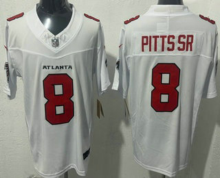 Men's Atlanta Falcons #8 Kyle Pitts Sr Limited White FUSE Vapor Jersey