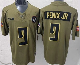 Men's Atlanta Falcons #9 Michael Penix Jr Limited Green 2025 Salute To Service Jersey