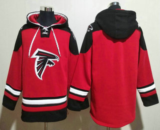 Men's Atlanta Falcons Blank Red Ageless Must Have Lace Up Pullover Hoodie