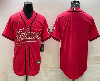 Men's Atlanta Falcons Blank Red With Patch Cool Base Stitched Baseball Jersey
