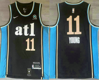 Men's Atlanta Hawks #11 Trae Young Black 2023 City Icon Sponsor Swingman Jersey
