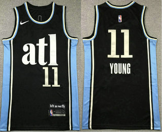 Men's Atlanta Hawks #11 Trae Young Black 2023 City Icon Sponsor Swingman Jersey