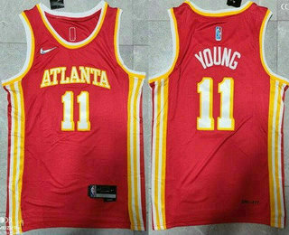 Men's Atlanta Hawks #11 Trae Young Red Diamond 75th Icon Swingman Jersey