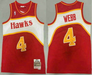 Men's Atlanta Hawks #4 Spud Webb Red 1986-87 Hardwood Classics Soul Swingman Throwback Jersey