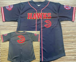 Men's Atlanta Hawks Black Laser Printing Cool Base Baseball Jersey