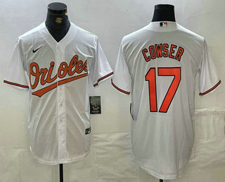 Men's Baltimore Orioles #17 Colton Cowser White Cool Base Stitched Jersey