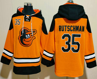 Men's Baltimore Orioles #35 Adley Rutschman Orange Ageless Must Have Lace Up Pullover Hoodie