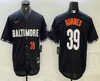 Men's Baltimore Orioles #39 Corbin Burnes Number Black 2023 City Connect Cool Base Stitched Jersey