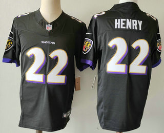 Men's Baltimore Ravens #22 Derrick Henry 2024 FUSE Vapor Limited Stitched Football Jersey