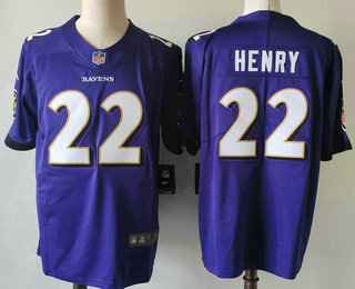 Men's Baltimore Ravens #22 Derrick Henry Purple 2024 Vapor Limited Stitched Jersey