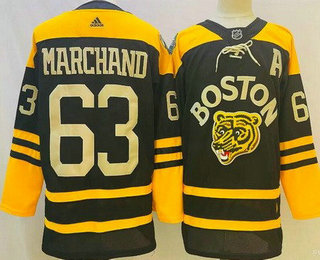 Men's Boston Bruins #63 Brad Marchand Black 2023 Winter Classic Authentic Jersey