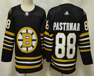 Men's Boston Bruins #88 David Pastrnak Black 100th Anniversary Authentic Jersey