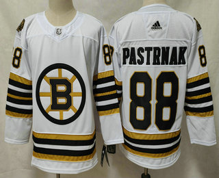 Men's Boston Bruins #88 David Pastrnak White 100th Anniversary Authentic Jersey