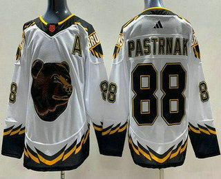 Men's Boston Bruins #88 David Pastrnak White 2022 Reverse Retro Authentic Jersey