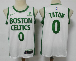 Men's Boston Celtics #0 Jayson Tatum White 2021 Nike City Edition Swingman Stitched NBA Jersey With The Sponsor Logo