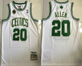 Men's Boston Celtics #20 Ray Allen White 2008 NBA 17th Champions Patch 2007-08 Hardwood Classics Soul AU Throwback Jersey