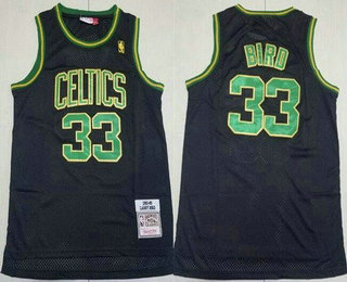 Men's Boston Celtics #33 Larry Bird Black Reload 1985 Throwback Swingman Jersey